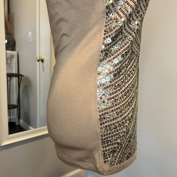 Cache Tan with Gold Sequins Tank Top, Size Small - Picture 10 of 14